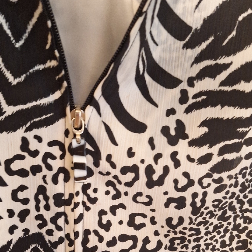 Women's Black and White Animal Print Bomber Jacket